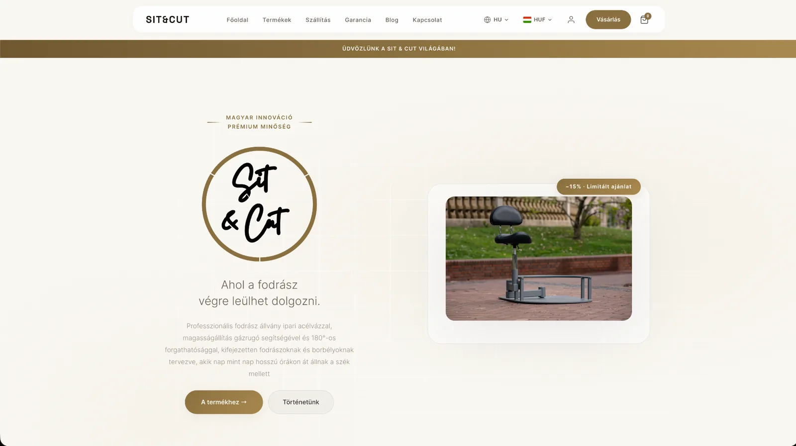 A Sit&Cut webshop megújított főoldala